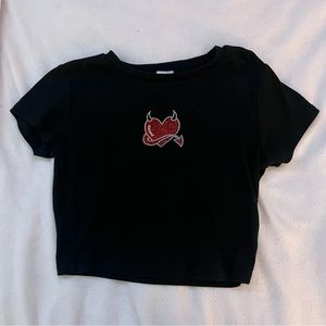 black garage crop top